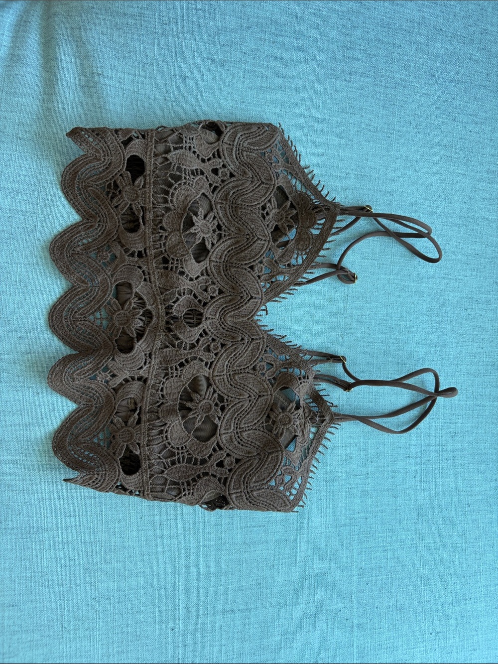 Anthropologie Brown Floral Lace Bandeau Bralette - NEW!